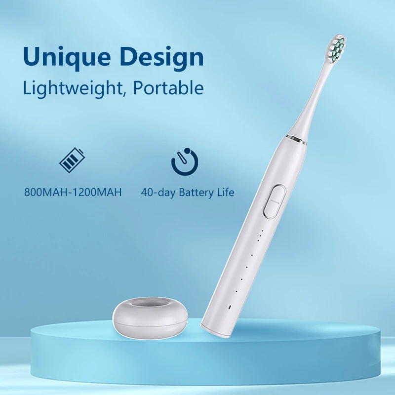 Brosse à dents électrique sonique intelligente sans fil rechargeable pour le voyage, blanchiment des dents, ultrasonique, étanche IPX7
